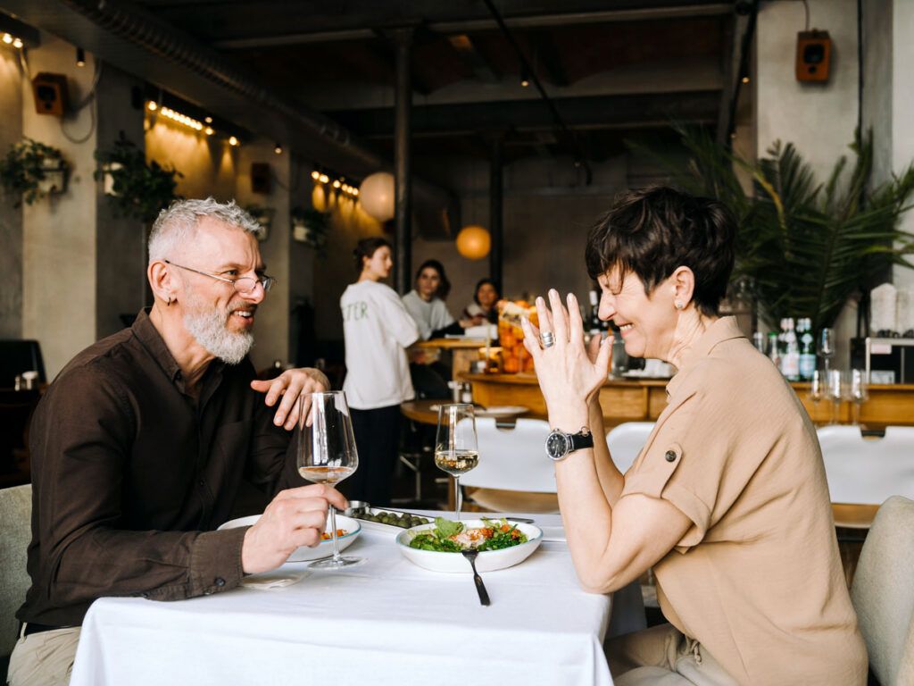 Couple enjoying meal together