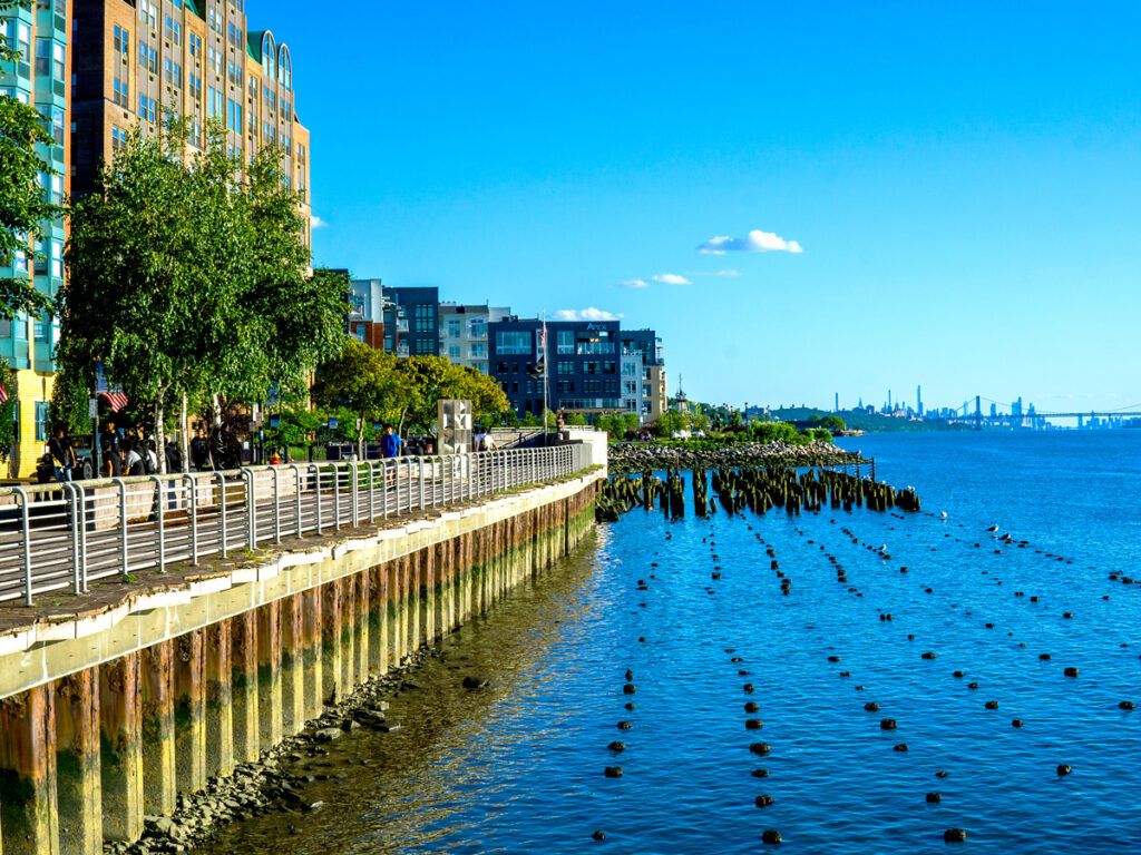 Riverfront promenade in Yonkers, New York