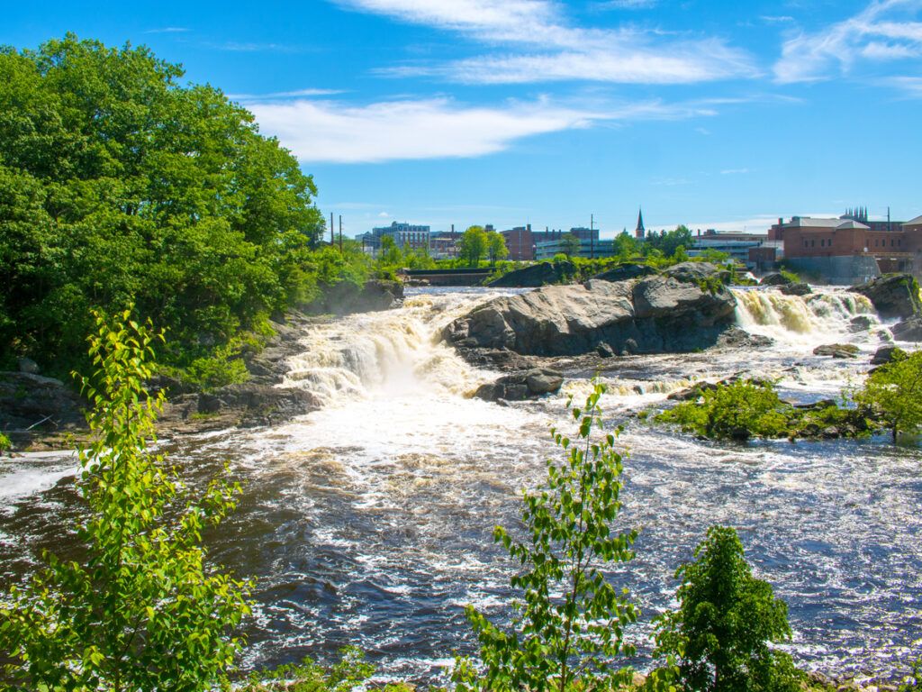 Lewiston Falls with city in background