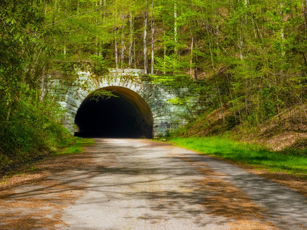 Abandoned tunnel entrance on North Carolina's "Road to Nowhere"