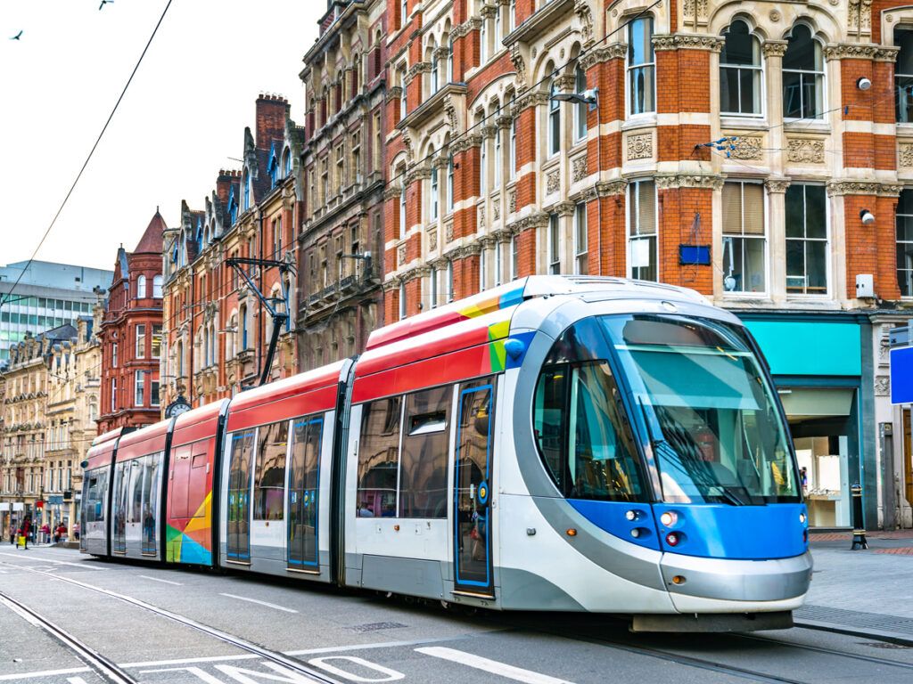 City tram in Birmingham, England