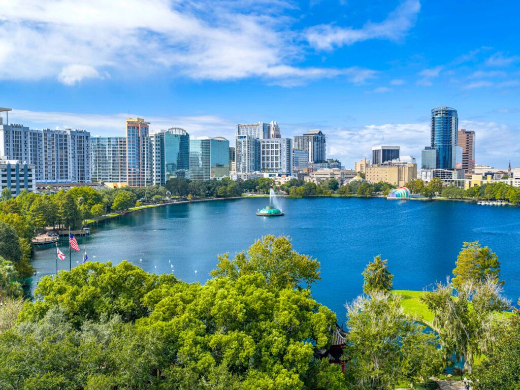 Lake Eola Park and downtown Orlando, Florida