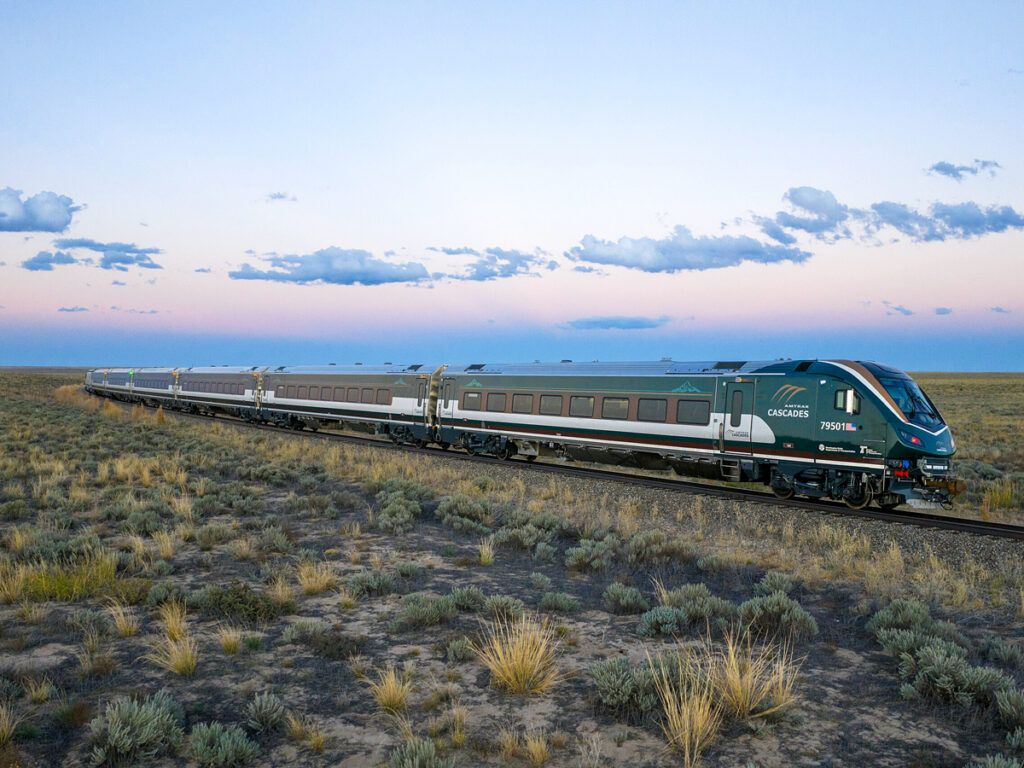 Amtrak Cascades train in motion