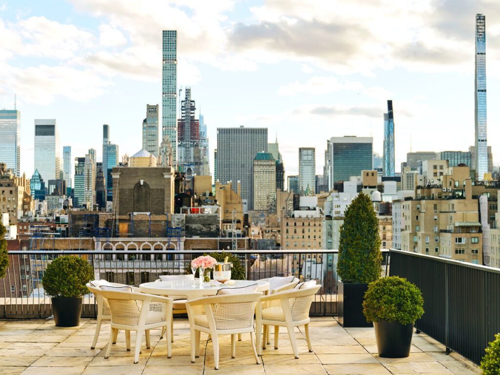 Terrace with Manhattan skyline view at the Mark Penthouse
