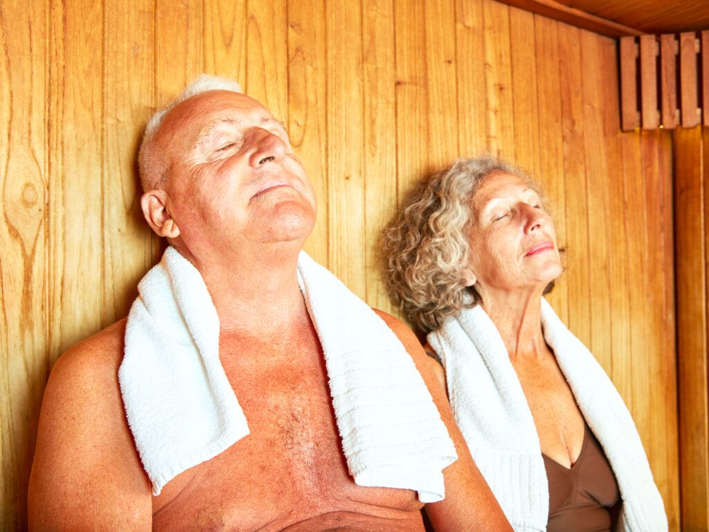 Couple enjoys the sauna 
