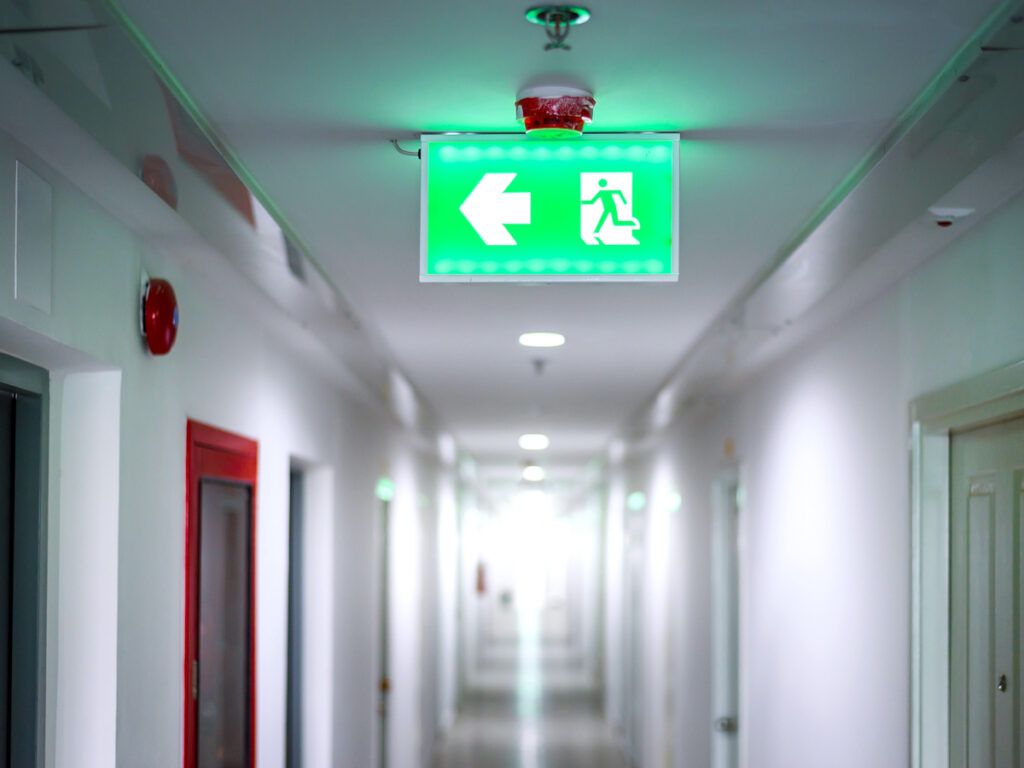 Green fire exit sign