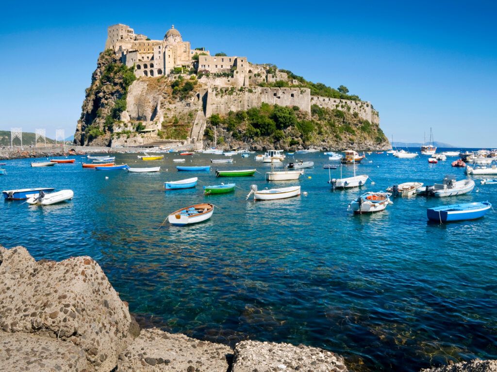 Boats near Ischia Island, Italy