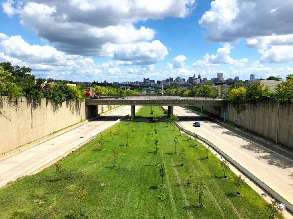 View of Baltimore's "Highway to Nowhere" from above