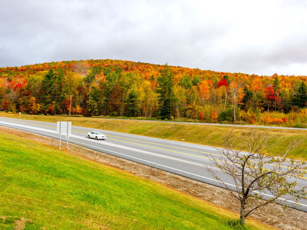 Colorful autumn mountain forest on Twin Mountain in Carroll, New Hampshire