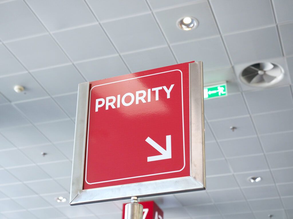 Priority boarding sign at airport