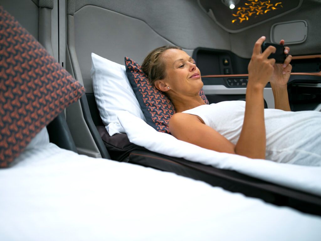 Passenger relaxing in first class