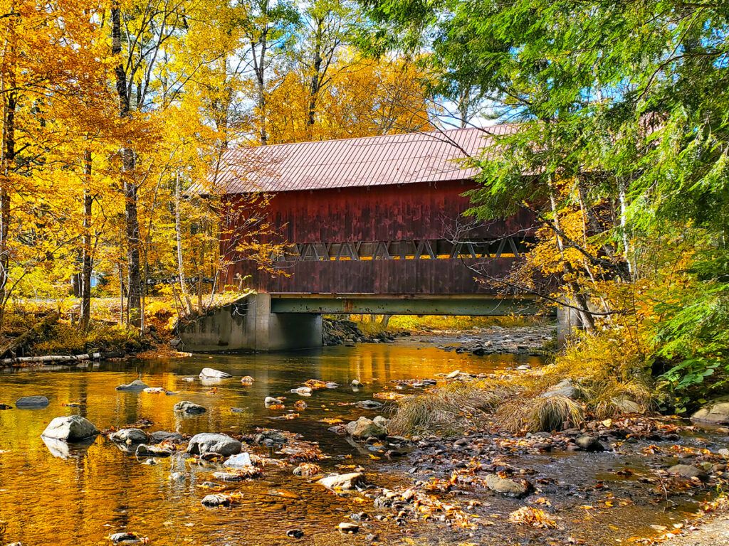 Red covered bridge in Vermont