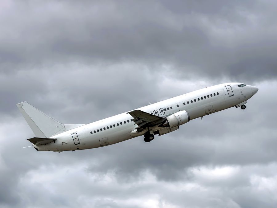 Plane takeoff in storm