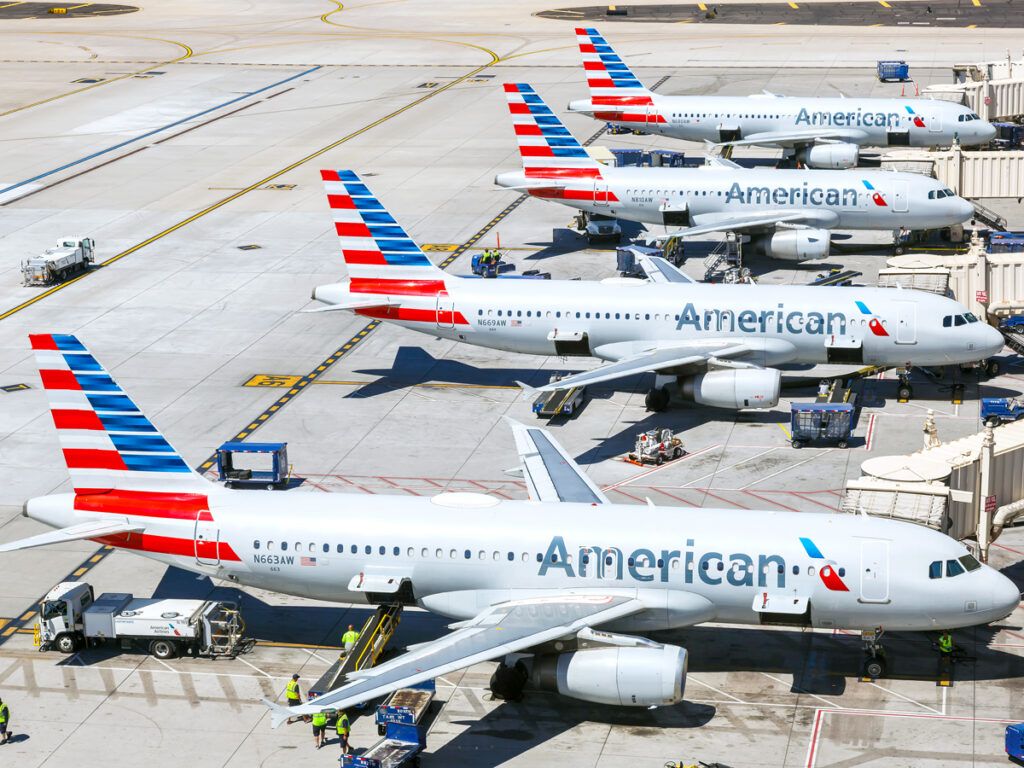 American jets parked at Phoenix Sky Harbor International Airport