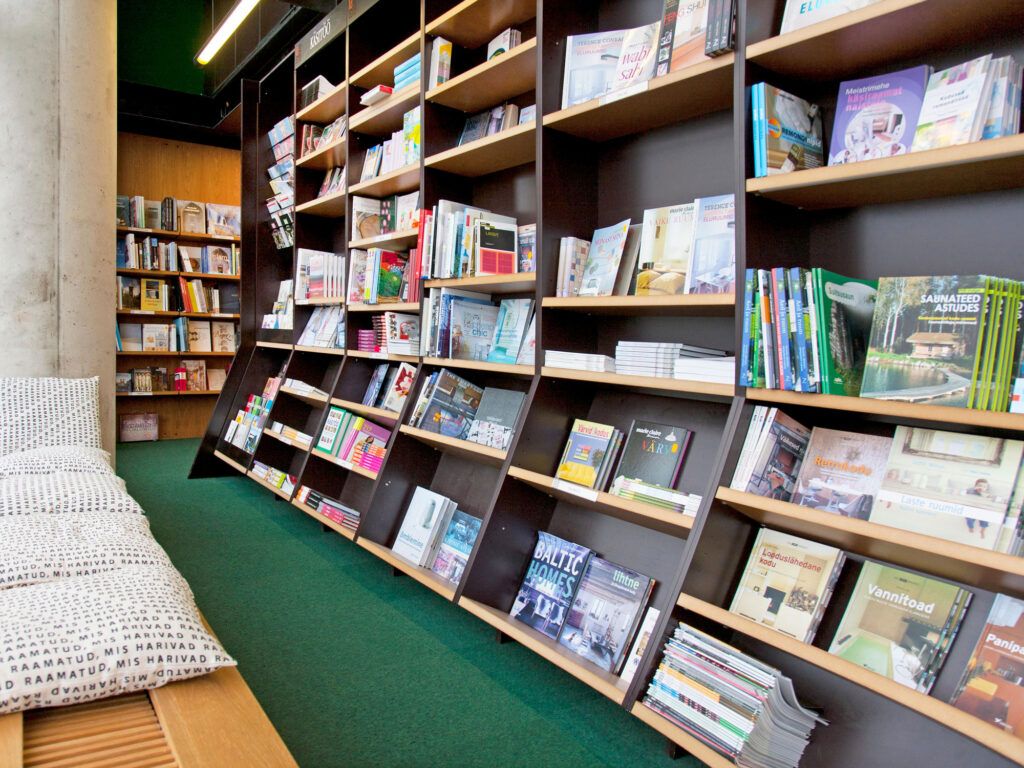 Reading bench in a bookstore