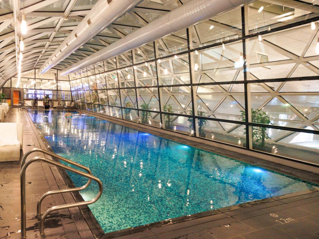 Swimming pool inside Oryx Airport Hotel at Hamad International Airport in Doha, Qatar
