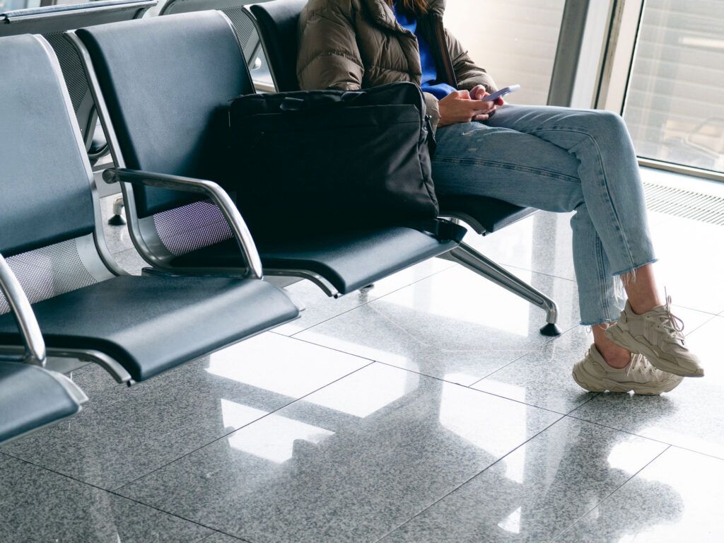 Woman waiting for her flight