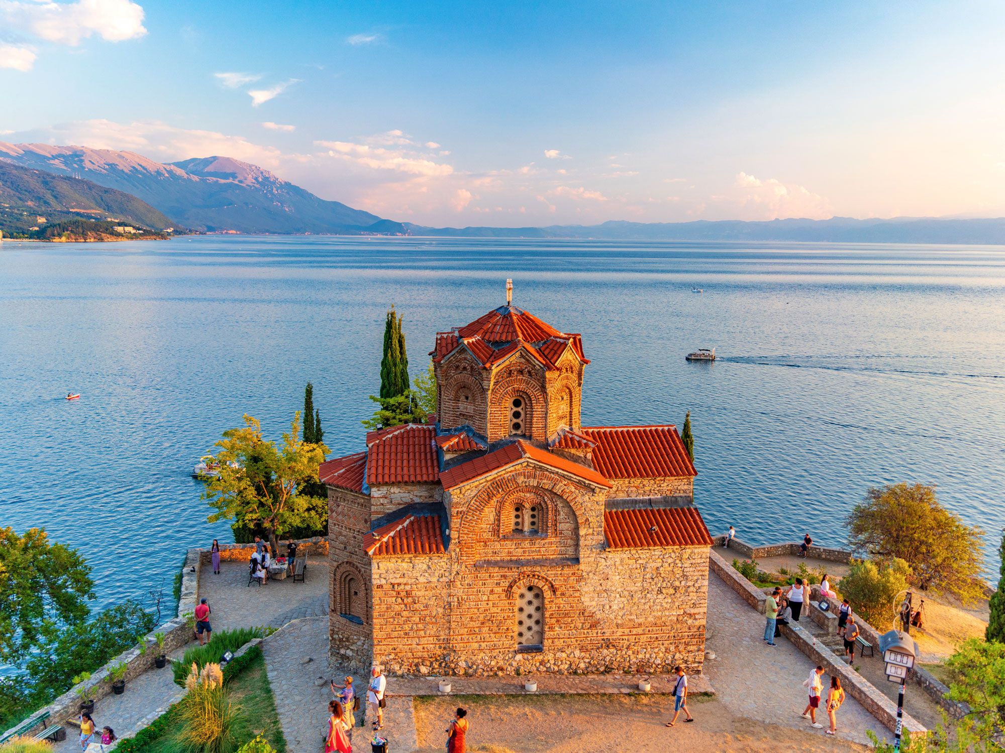 Lakefront Orthodox church in North Macedonia
