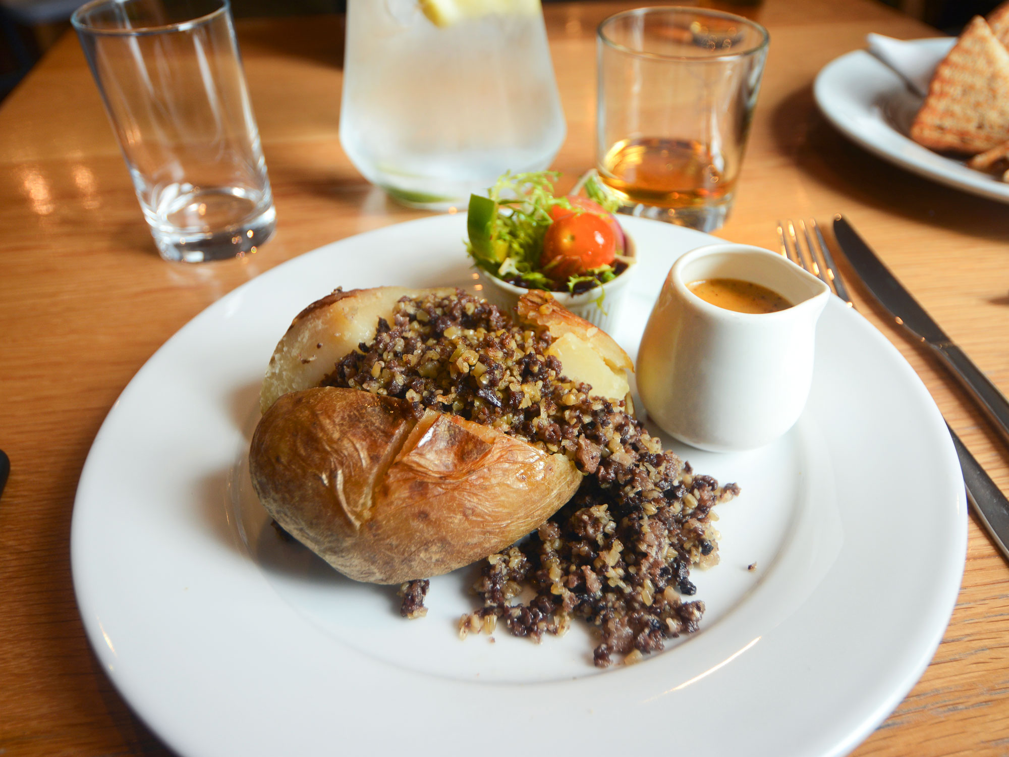 Haggis served in Dunoon, Scotland