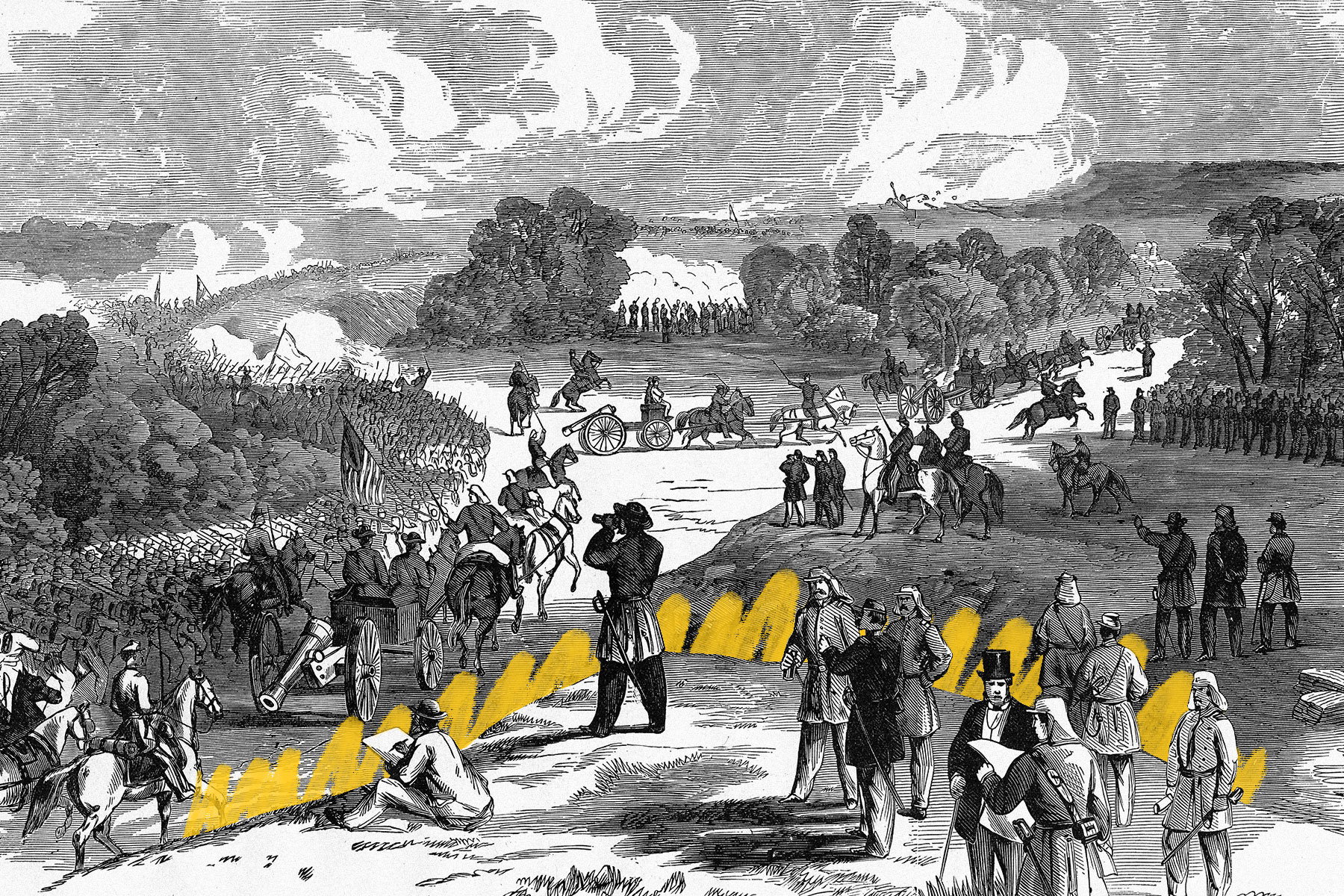 Spectators watching war