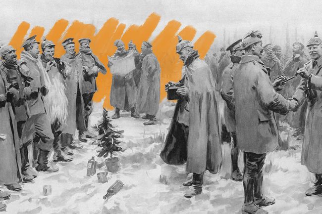 British and German soldiers conversing