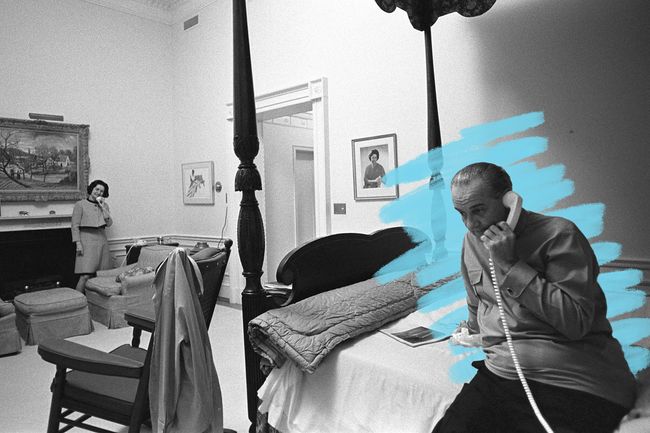 Johnson B. Johnson on phone in White House