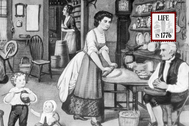 Engraving of a colonial kitchen