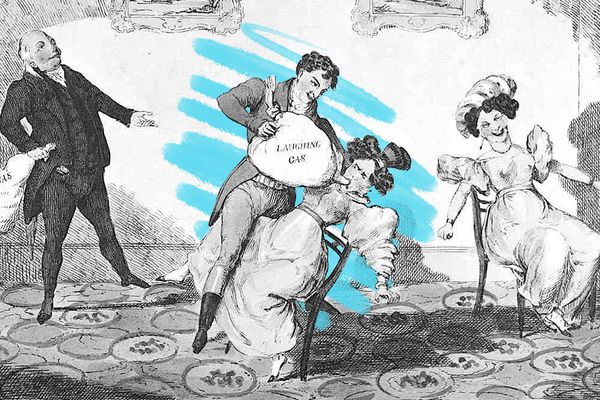 Laughing gas party, 1800s