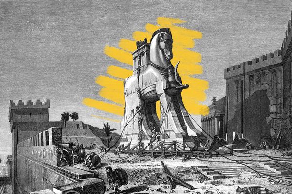 Trojan Horse at the Gates of Troy