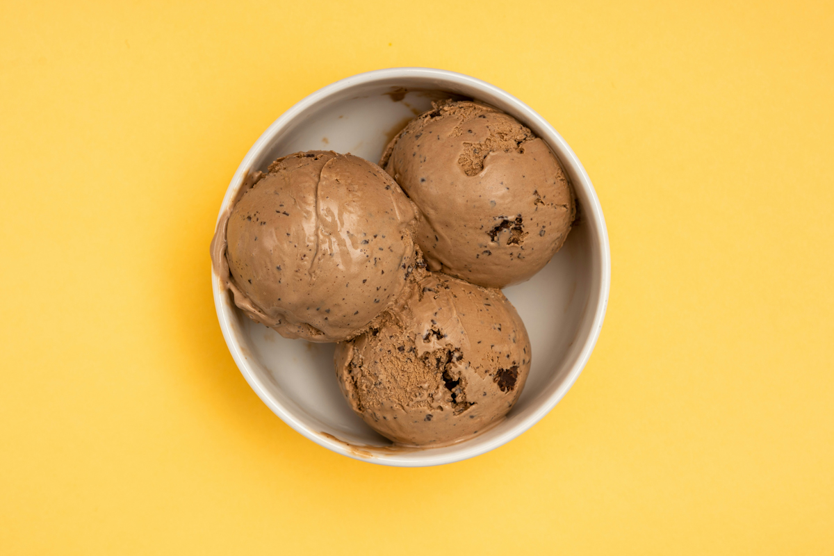 Top-down view of a cup of ice cream