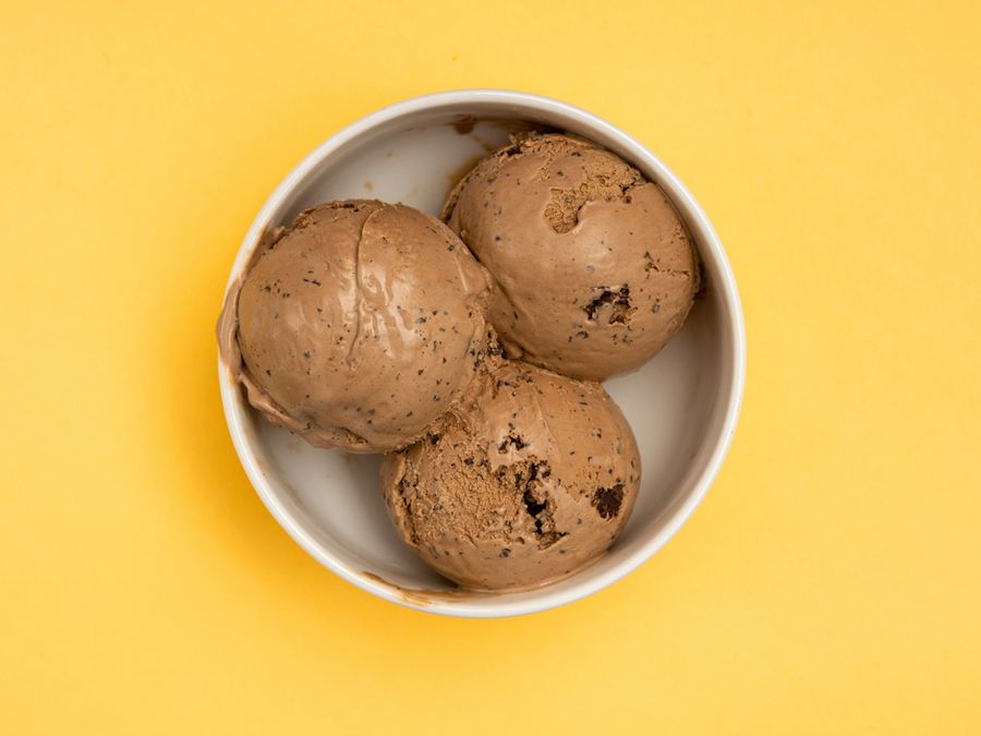 Top-down view of a cup of ice cream