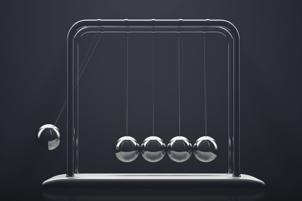 Newton's Cradle demonstrating potential and kinetic energy