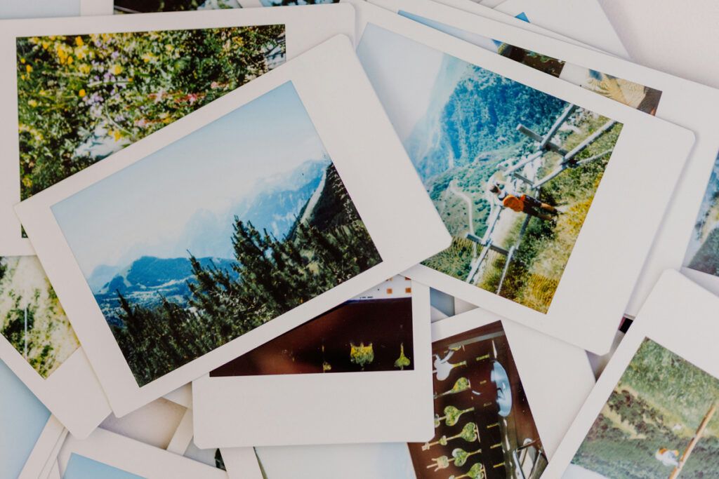 Various developed Polaroid photos