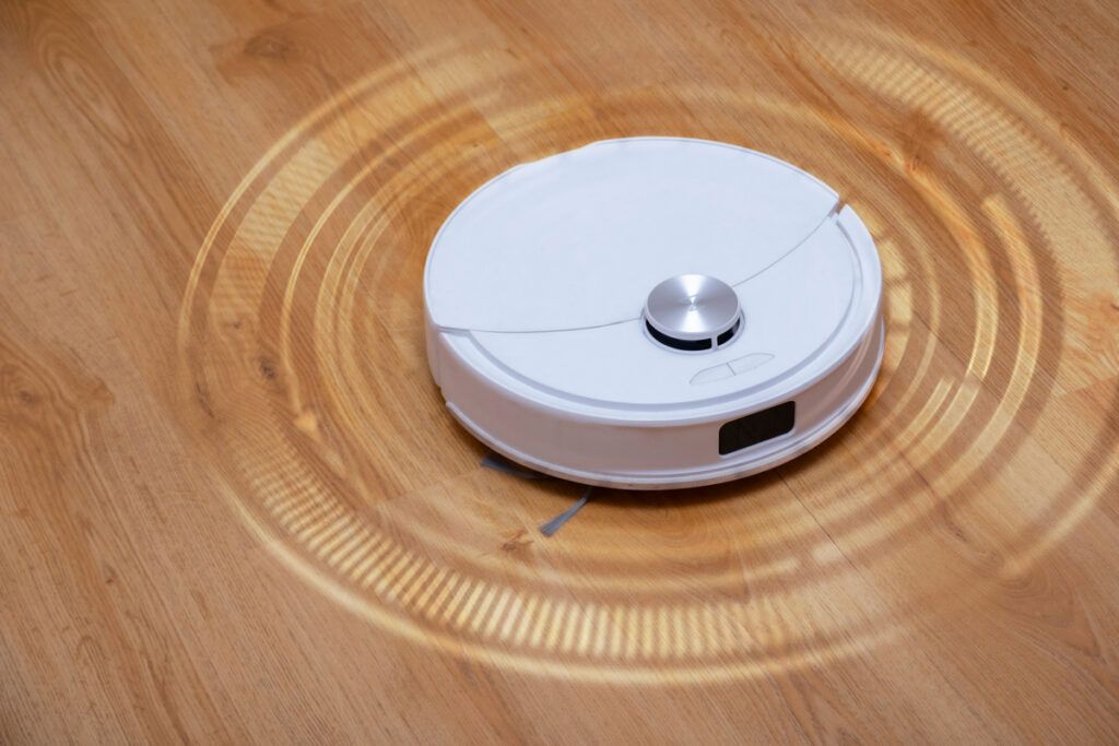 Illustration of robot vacuum navigating