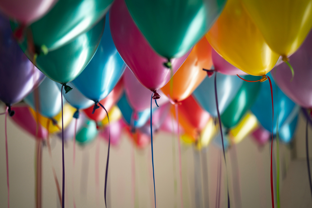 Floating party balloons