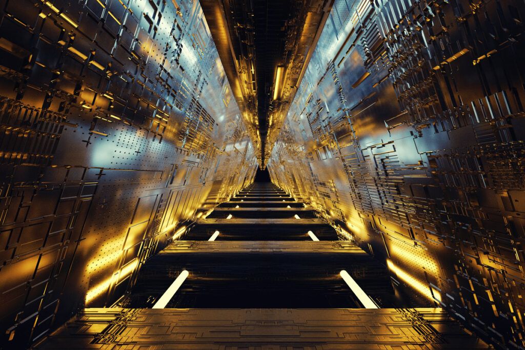 Illustration of a space elevator