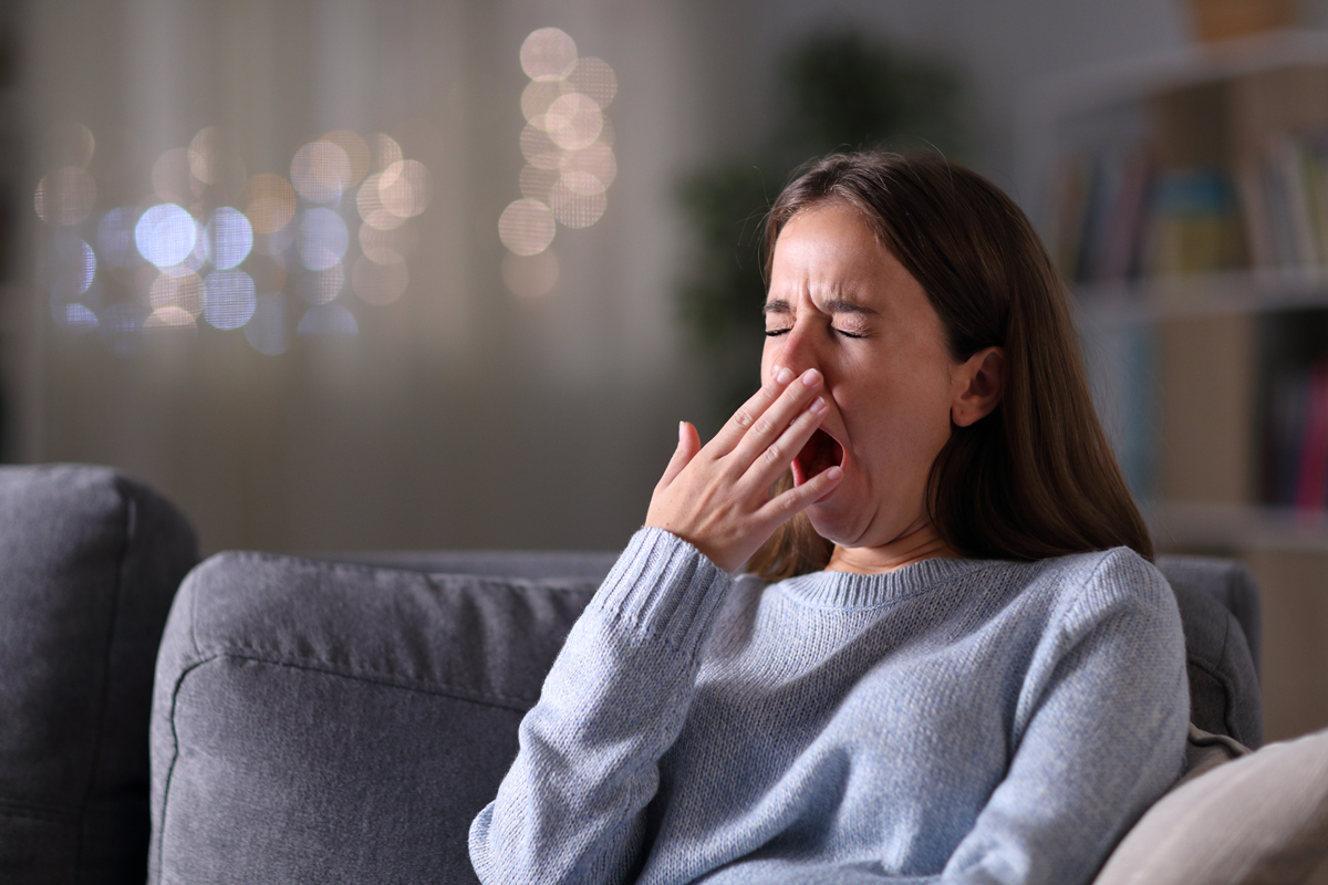 A person yawning