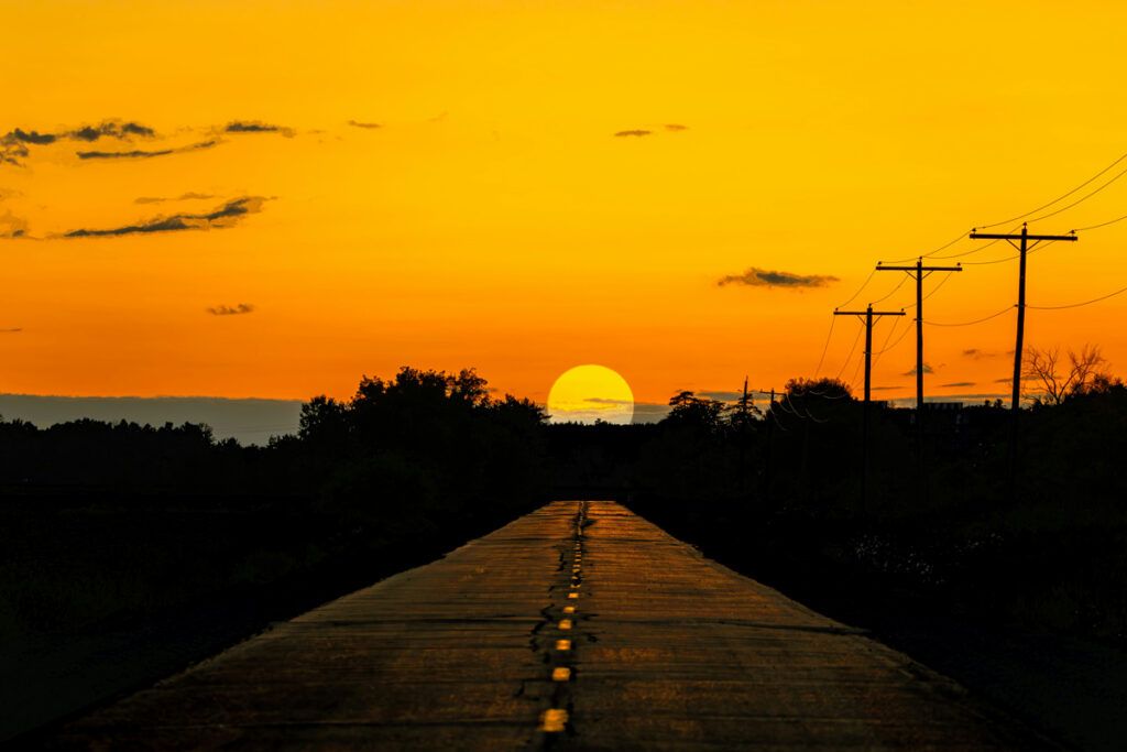 A deep orange sunset