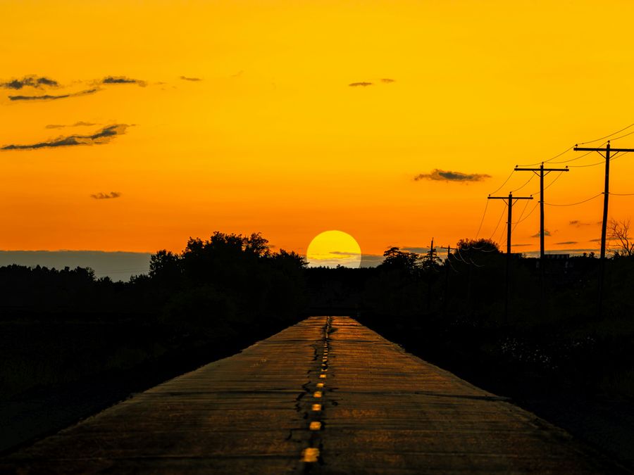 A deep orange sunset