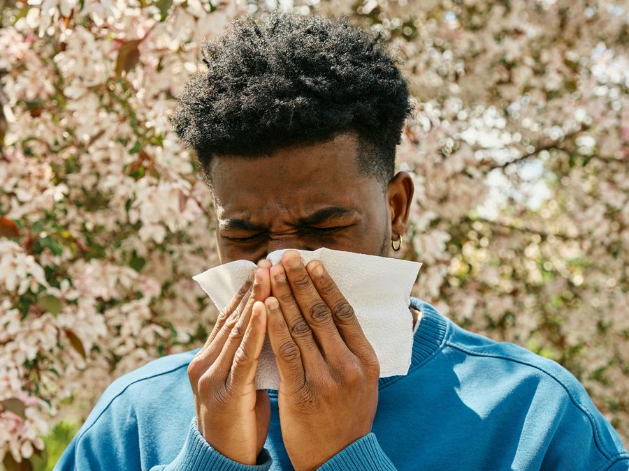Person blowing their nose
