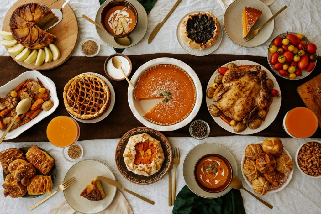 Holiday foods on a table