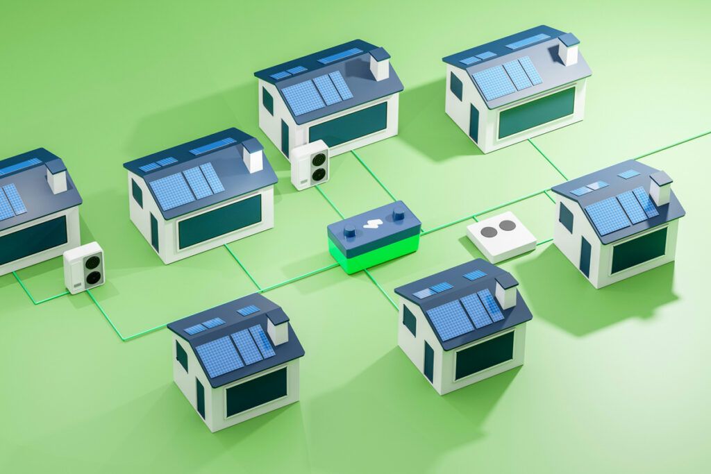 Houses connected to a smart grid