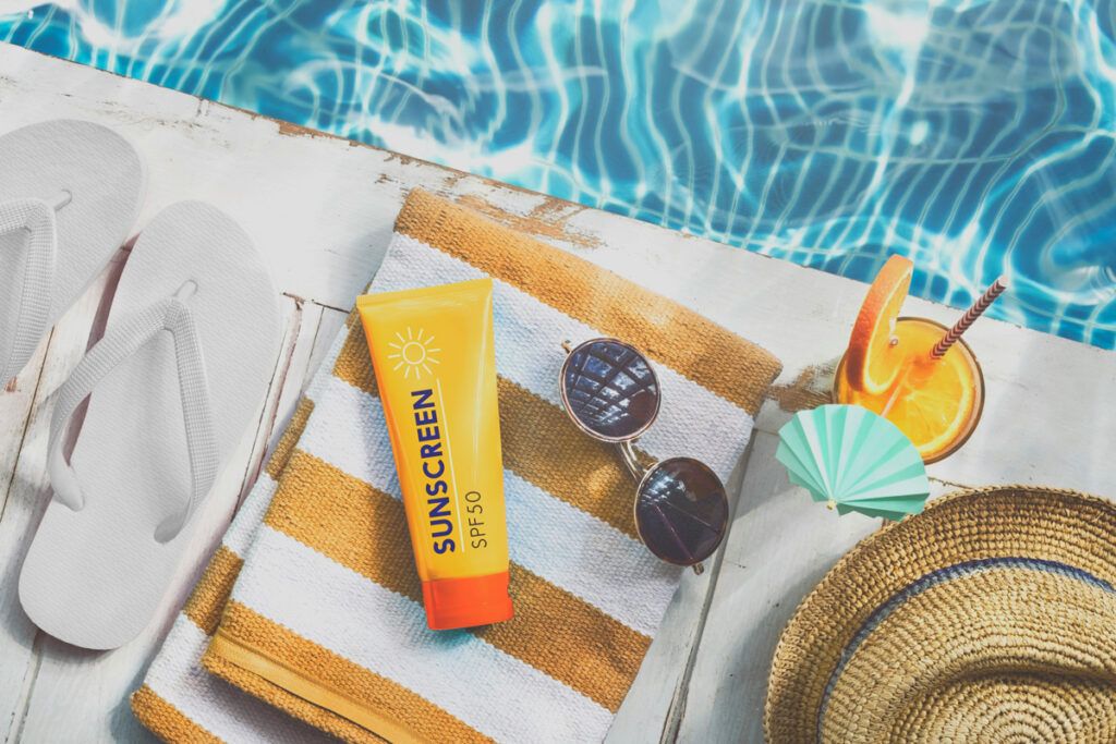 Sunbathing accessories by the pool