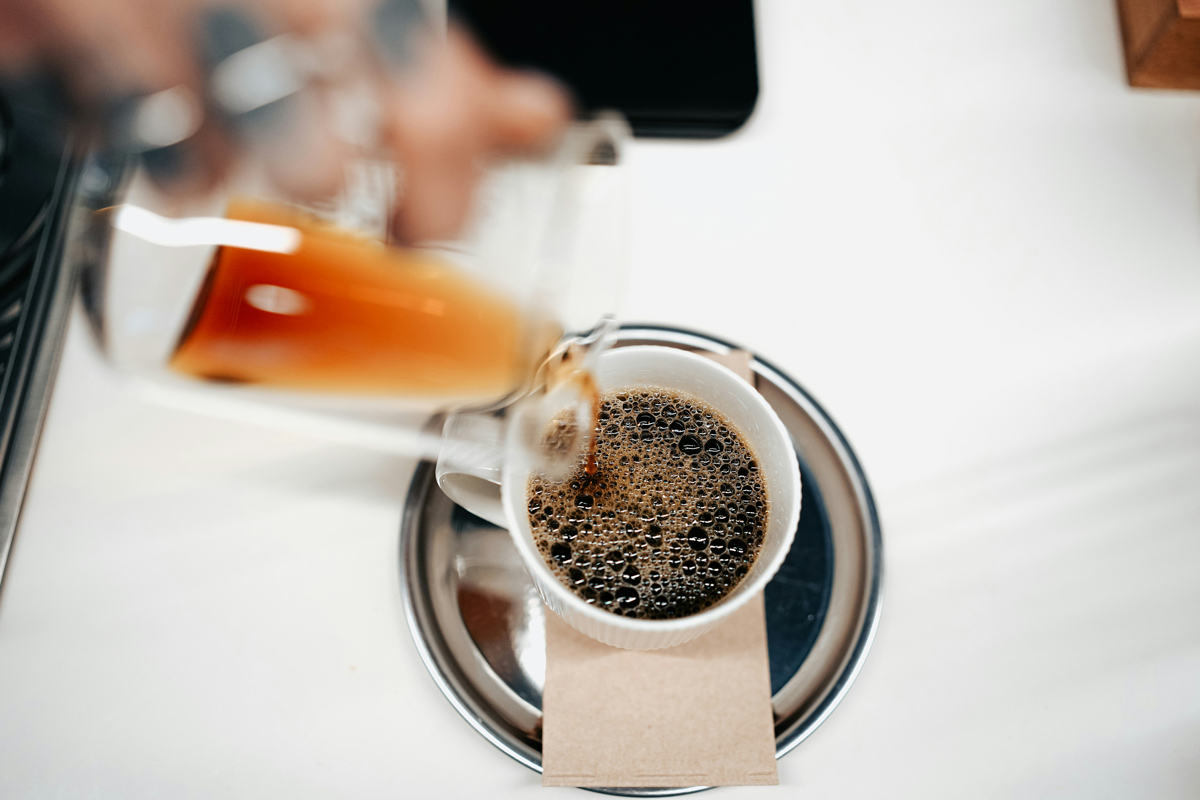 Pouring coffee