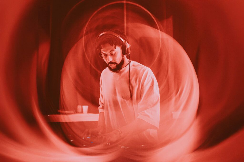 Person listening to music