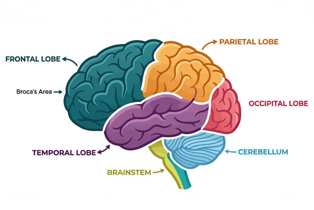 Diagram of brain regions