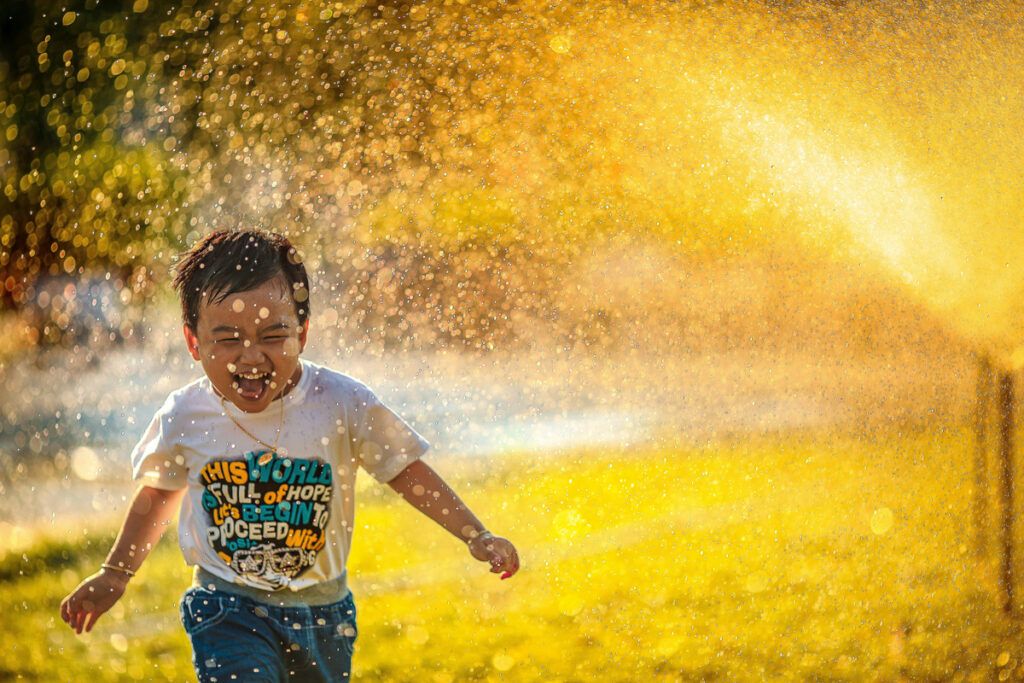 Child playing in the summer
