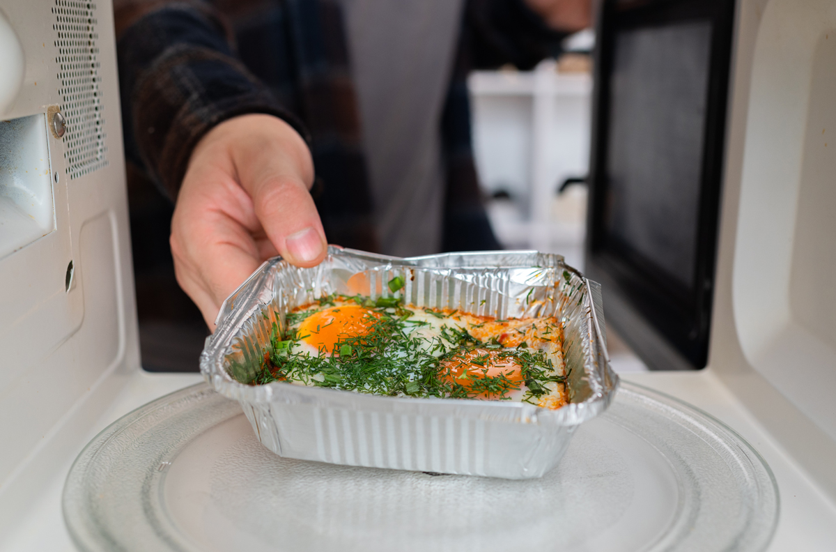 Food in an aluminum container