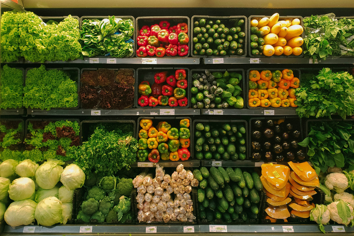 Produce section of a grocery store