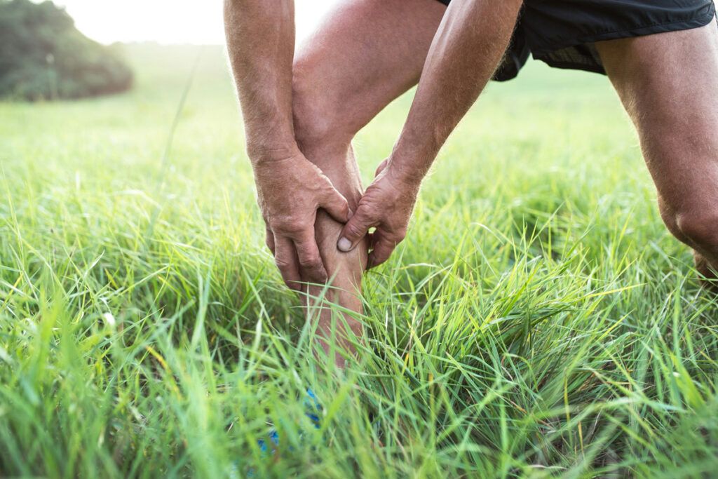 Person stretching calf